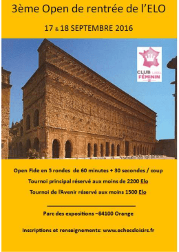 Page 1 3ème Open de rentrée de l`ELO 17 g. 18 SEPTEMBRE 2016