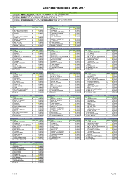 Calendrier Interclubs 2016-2017