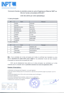 Liste 1ère Année du Cycle.
