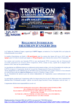 Règlement intérieur du triathlon d`Angers 2016.