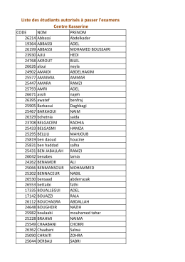 liste des inscrits au centre de Kasserine.