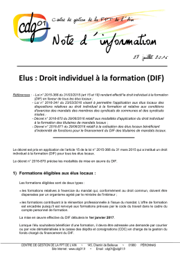 Note d`information - Centre De Gestion de l`Ain, Fonction Publique