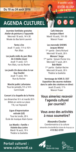 agenda culturel - Ville de Rivière-du-Loup