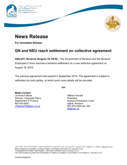 News Release - Government of Nunavut