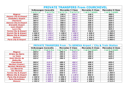 PRIVATE TRANSFERS From COURCHEVEL