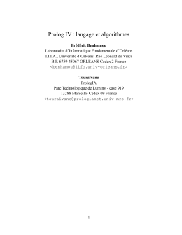 Prolog IV : langage et algorithmes