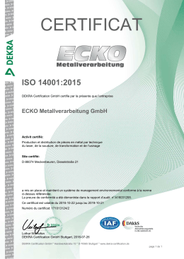certificat - ECKO Metallverarbeitung