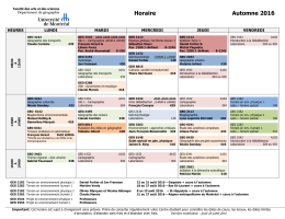 Horaire Automne 2016