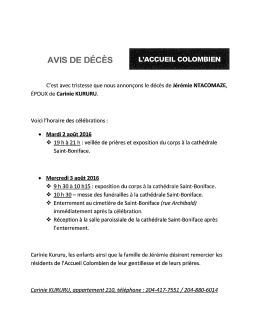 Communiqu&eacute; de d&eacute;c&egrave;s du Major Ntacomaze