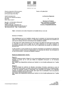 voir la lettre de conclusion - Inspection des Installations classées