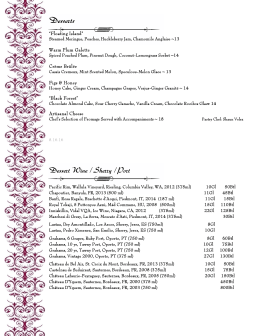 Dessert Menu