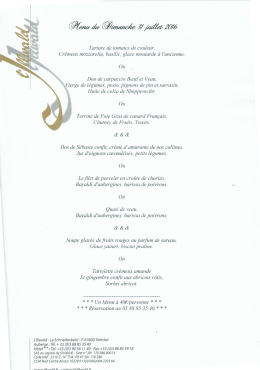 Menu du dimanche - Hôtel de l`Illwald