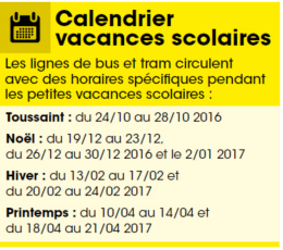 Page 1 : Collendrier |- Ël vacances scolaires Les lignes de bus et