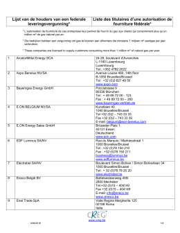 Liste des contacts des titulaires d`une autorisation de fourniture