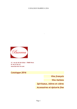 Catalogue 2016 Vins français Vins italiens Spiritueux, bières et