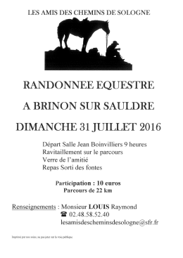 Page 1 LES AMIS DES CHEMINS DE SOLOGNE RANDONNEE