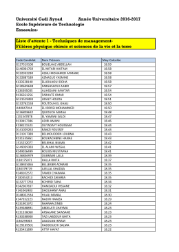 Liste d`attente TM - `Ecole Supérieure de Technologie d`Essaouira