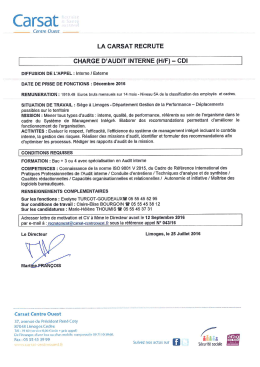 Charg&eacute; d`audit interne - [h/f] - CDi