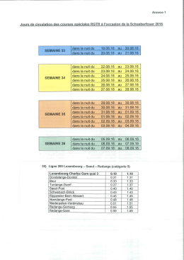 Page 1 Annexe 1 Jours de circulation des courses spéciales RGTR