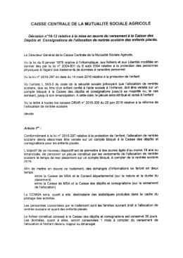 Versement de l`ARS a la Caisse des depots