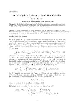 An Analytic Approach to Stochastic Calculus