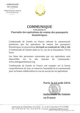 Voir le communiqu&eacute; - Site Officiel de l`Ambassade de Guin&eacute;e en