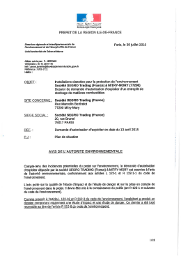 St&eacute; SEGRO Trading (France) - MITRY-MORY - DRIEE Ile-de