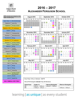 2016-2017 Traditional Calendar