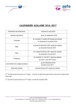 calendrier scolaire 2016-2017 - Lycée Chateaubriand