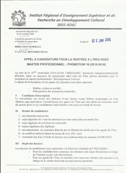 Institut Régional d `Enseignement Supérieur et de - IRES-RDEC