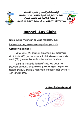 Page 1 Fédération Algérienne de Football FEDERATION