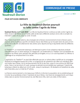 La Ville de Vaudreuil-Dorion poursuit sa lutte contre l`agrile du frêne