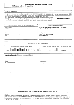 Autorisation de pr&eacute;l&egrave;vement compl&eacute;t&eacute;e