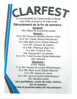 Horaire du Clarfest 26-27