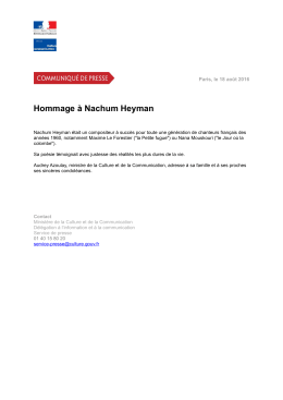 Hommage à Nachum Heyman - Ministère de la Culture et de la