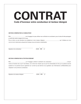 Contrat – Code d`honneur entre conducteur et texteur désigné
