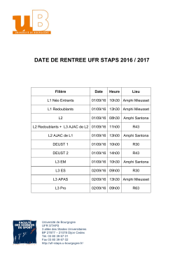 Dates de rentrée - UFR STAPS