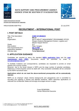 recruitment – international post - NSPA