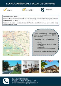 LOCAL COMMERCIAL : SALON DE COIFFURE