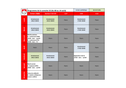 Programme de la semaine 32 (du 08 au 14 août)