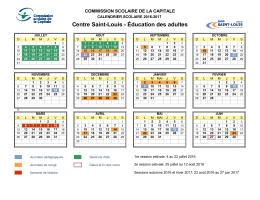 Calendrier pour agenda scolaire 2016-2017 - centre Saint