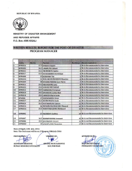 Page 1 REPUBLIC OF RWANDA MINISTRY OF DISASTER