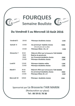programme semaine bouliste