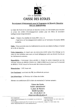 vara Sreeacils CAISSE DES ECOLES