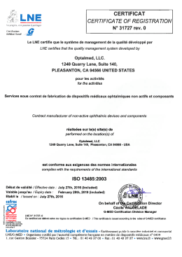 Page 1 Zè CERTIFICAT :LNE CERTIFICATE OF REGISTRATION le