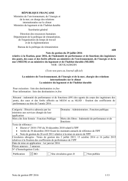 Note de gestion IPF 2016 1/13 RÉPUBLIQUE FRANÇAISE Ministère