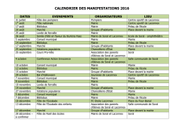 CALENDRIER DES MANIFESTATIONS 2016