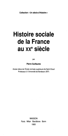 Histoire sociale de la France au xxe siècle