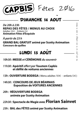 Page 1 CAPBIS) Fêtes 2Øle DIMANCHE 14 AOUT – De 20h à 23h
