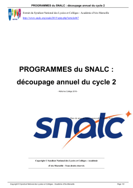 PROGRAMMES du SNALC : découpage annuel du cycle 2